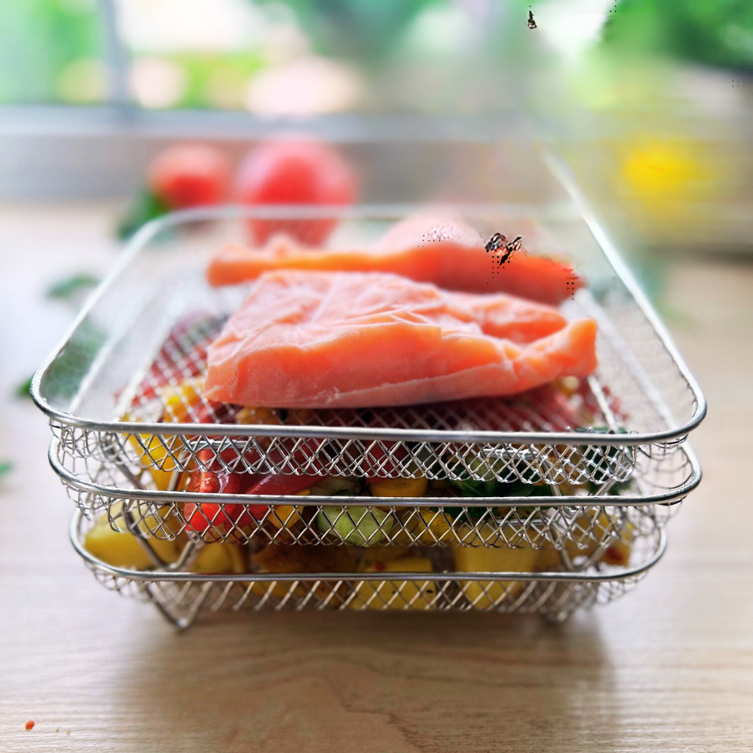 Stackable baskets for even air cooking (x3) 