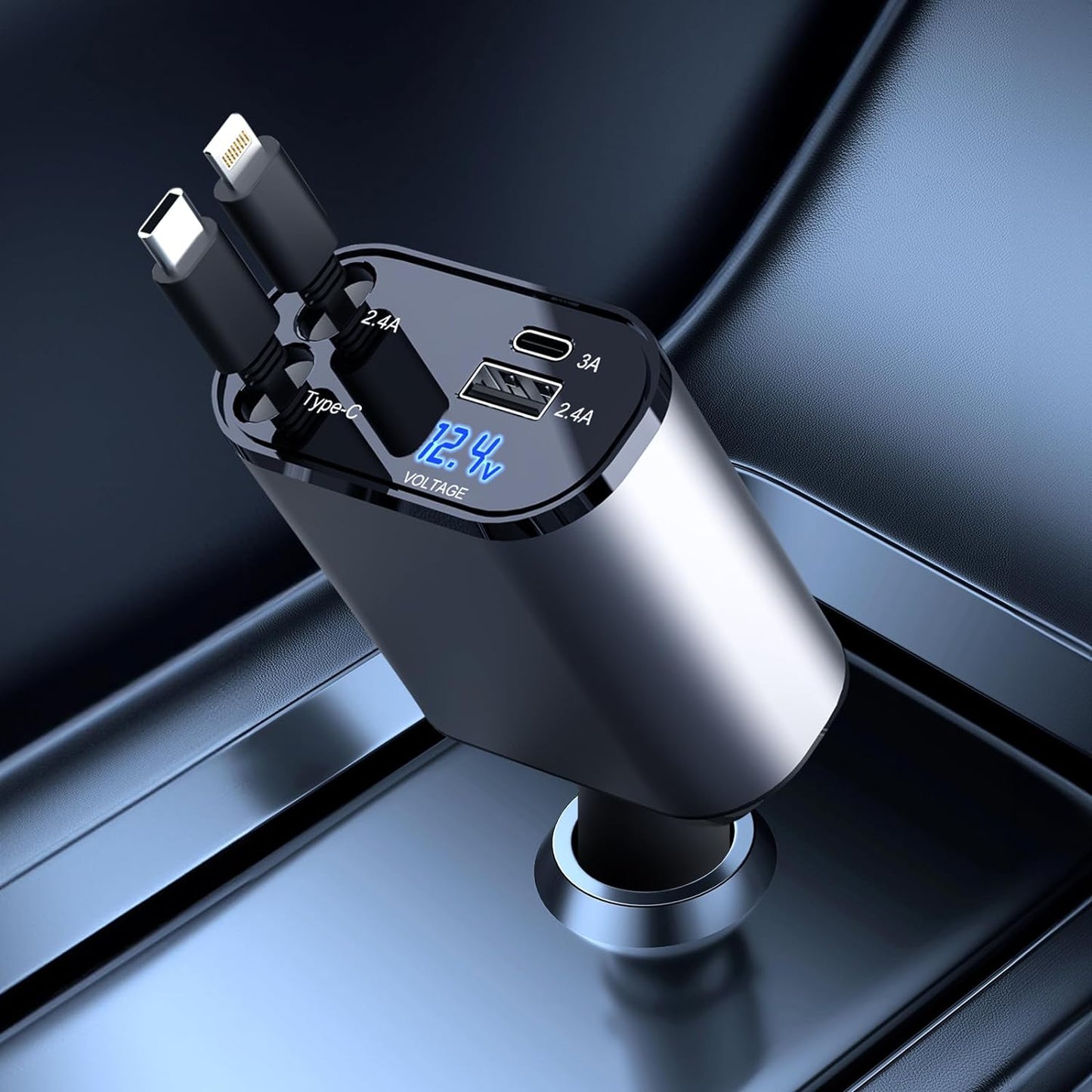 Rychlá nabíječka do auta s dvojitým inteligentním USB portem 4-v-1 