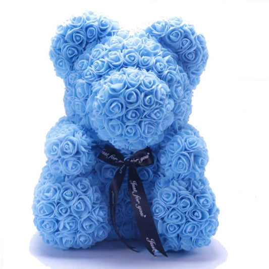 永遠の感情のための花柄のクマのぬいぐるみ 