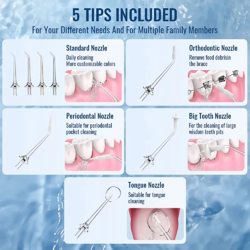 Nabíjateľný Hydropulse na dentálnu starostlivosť 