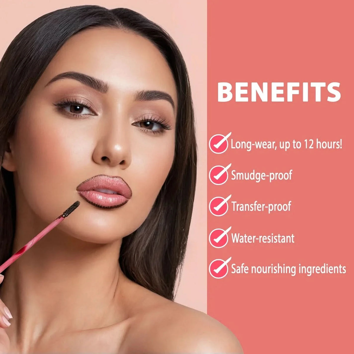 Labios perfectamente definidos, sin retoque durante 12h 