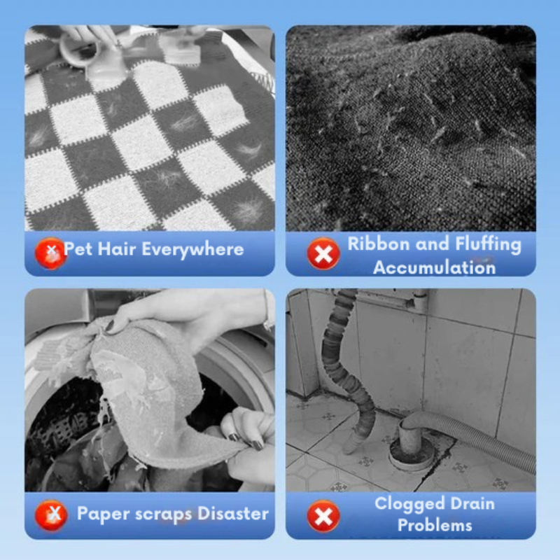 Hiusten ja karvojen sekä jäämien suodatin pesukoneelle 